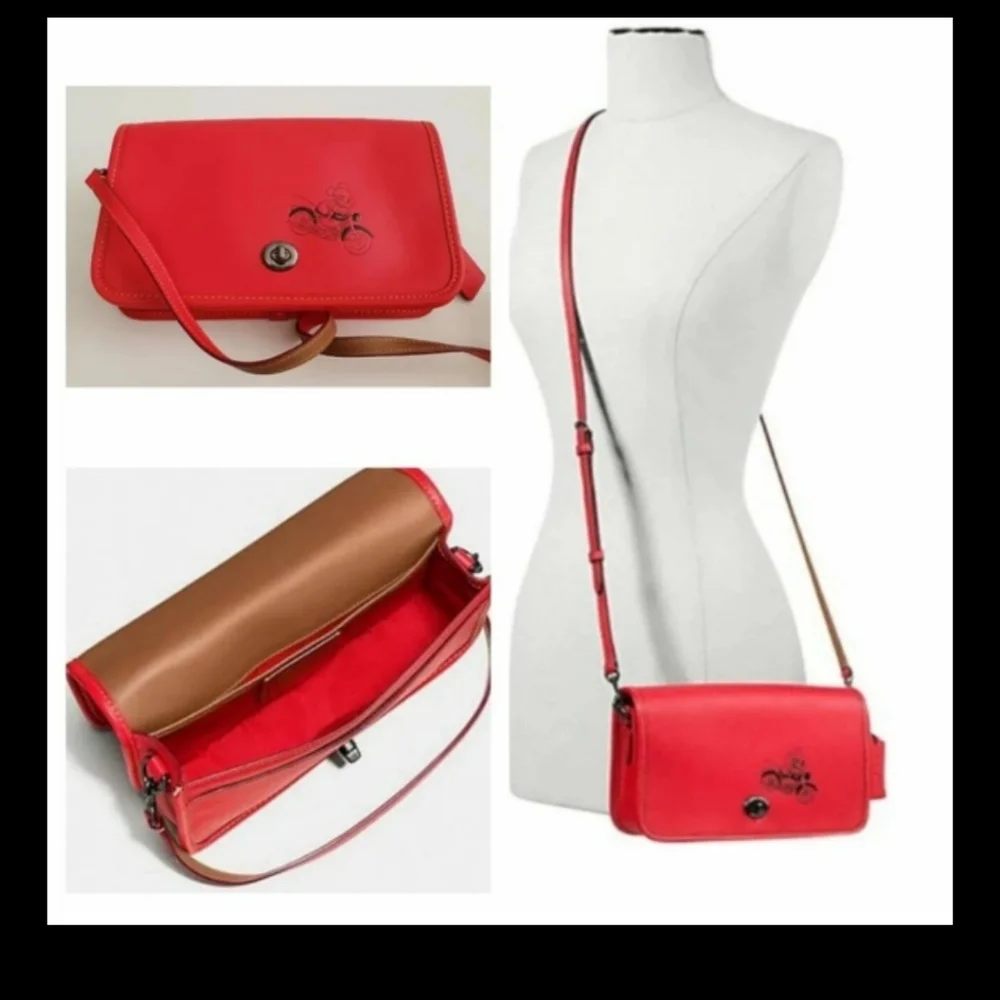 Coach x Disney Red Penny Crossbody with Mickey Mouse black sketched LIKE…